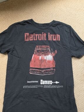 GAP Black Tee with Red 'Detroit Iron' Camaro Graphic